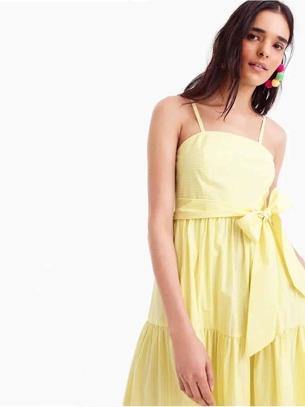 J. Crew Yellow Tiered Maxi Dress with Waist Tie - Picture 3 of 4